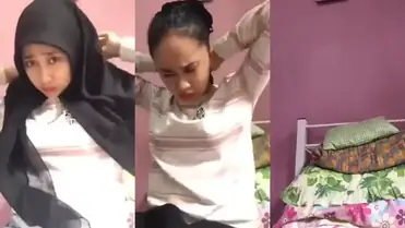 Dokumentasi Ukhti Mahasiswi Hijab Cantik Kasur Backdrop